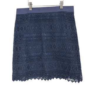 LOFT Blue Lace Mini Skirt with Grosgrain trim Sz 4